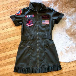 Vintage Topgun Military Ruffle Dress
